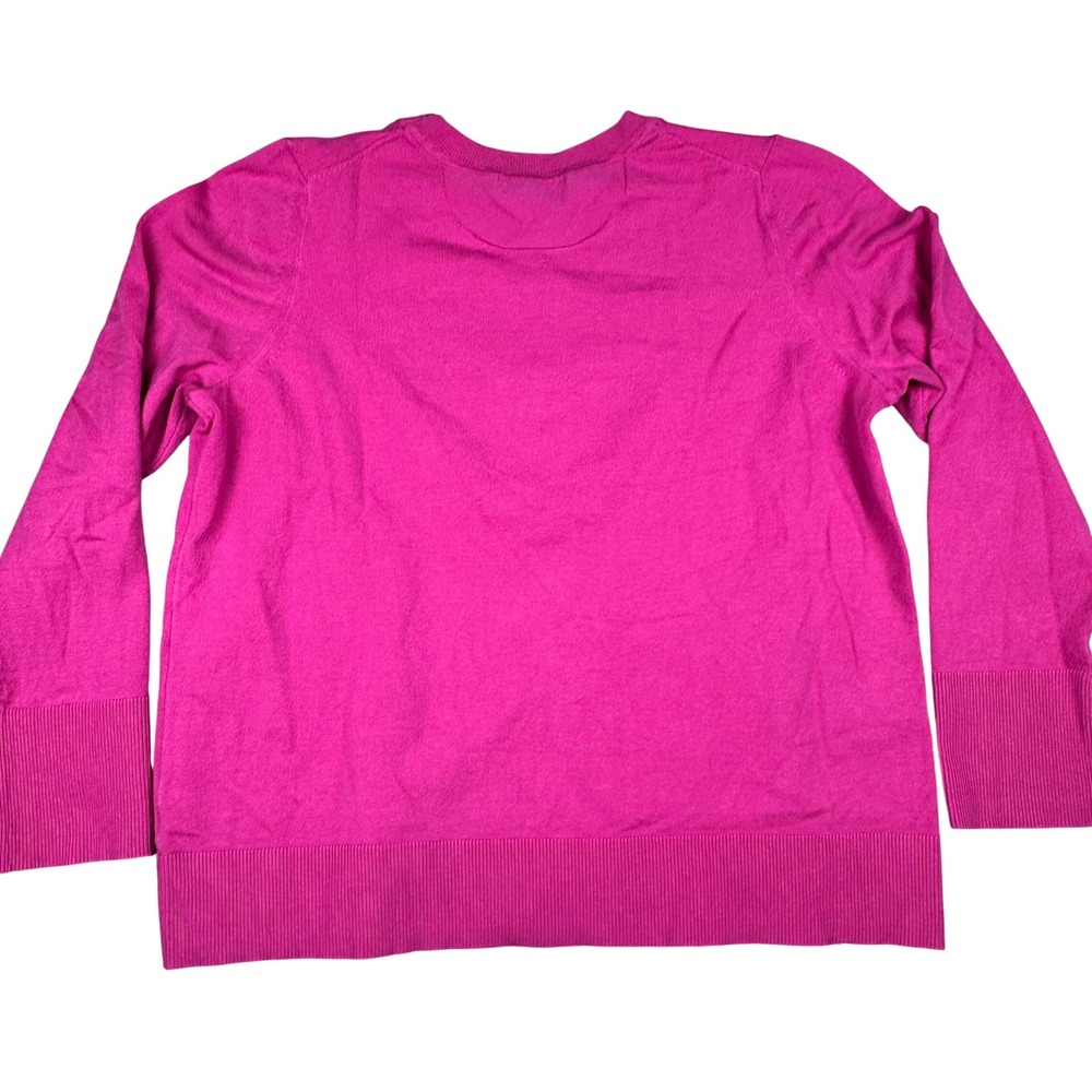 Free Assembly Womens Hot Pink Crewneck Ribbed Cuff Knit Sweater Puff Sleeve XL - Picture 5 of 8